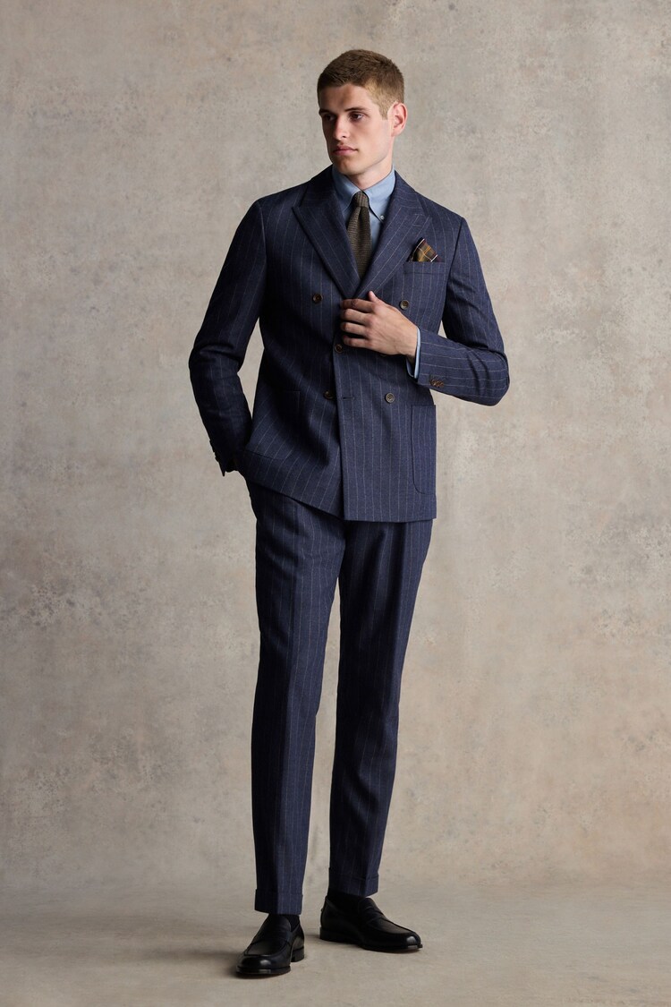 Barbour® Blue Slim Fit Stripe Suit Jacket - Image 2 of 7