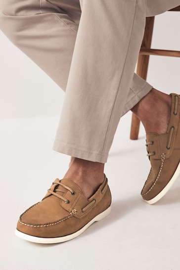 Tan Brown Leather Boat Shoes