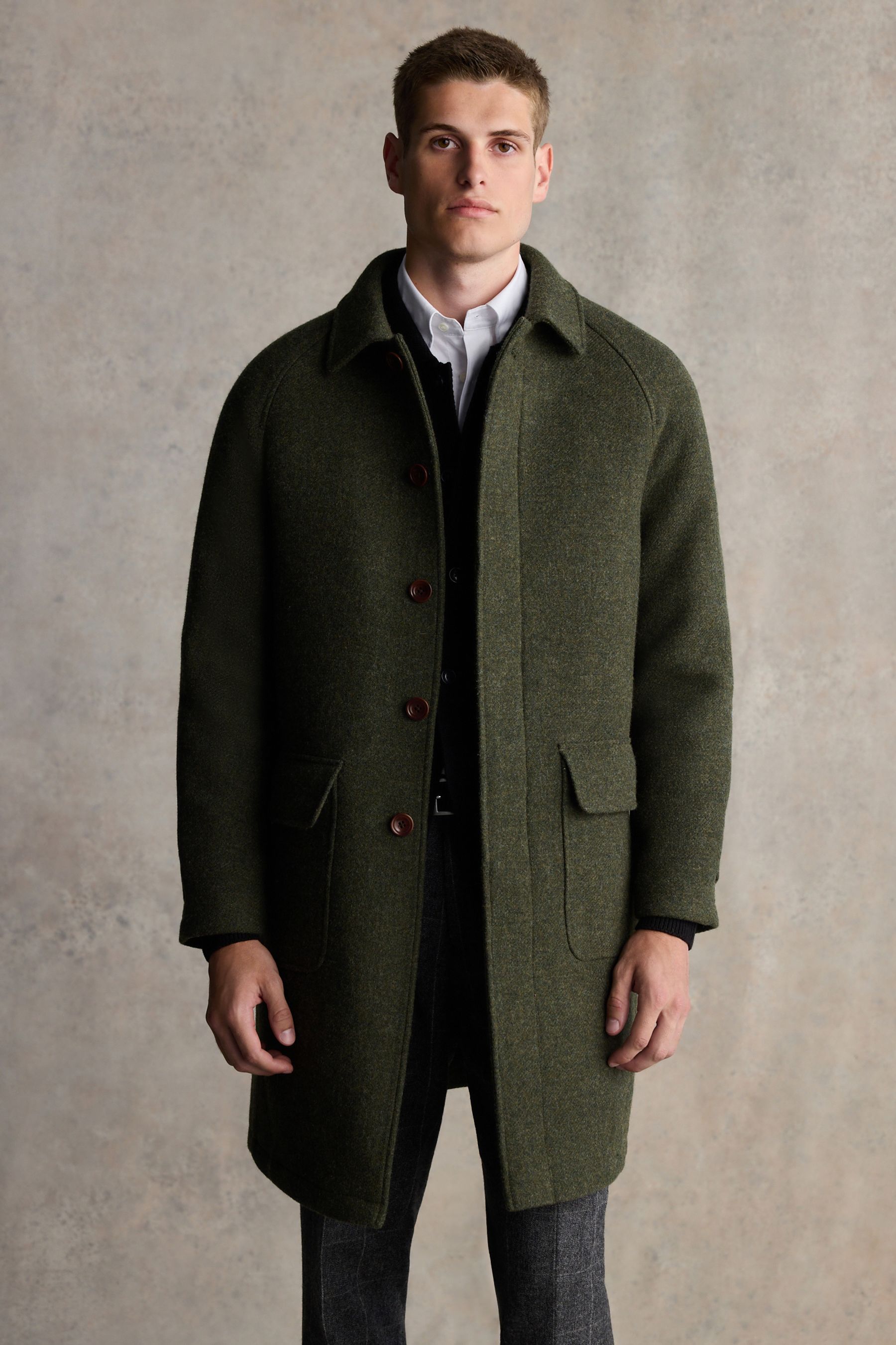 Barbour wool coat mens Green deals