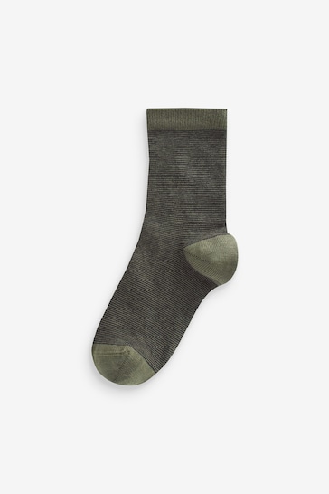 Khaki Green/Tan Brown Star Cotton Rich Socks 7 Pack