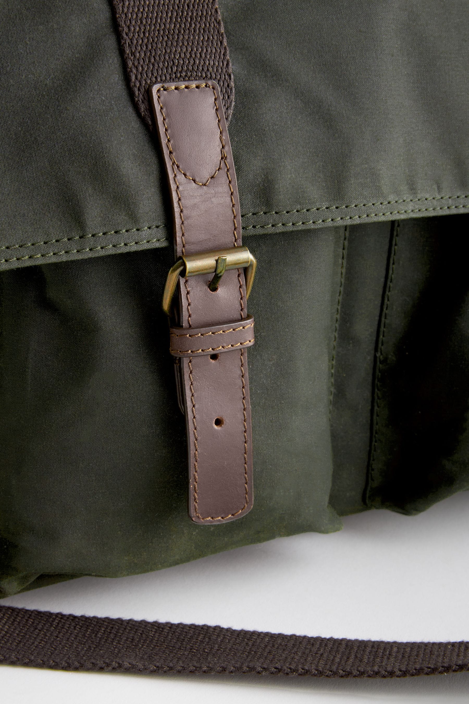 Khaki Green Wax Cotton Messenger Bag