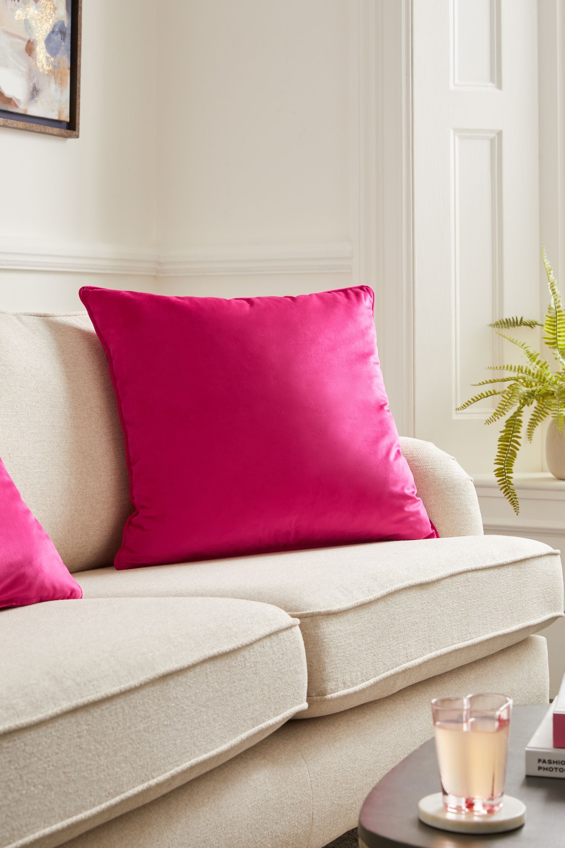 Buy Fuchsia Pink 59 x 59cm Matte Velvet Cushion from the Next UK online shop