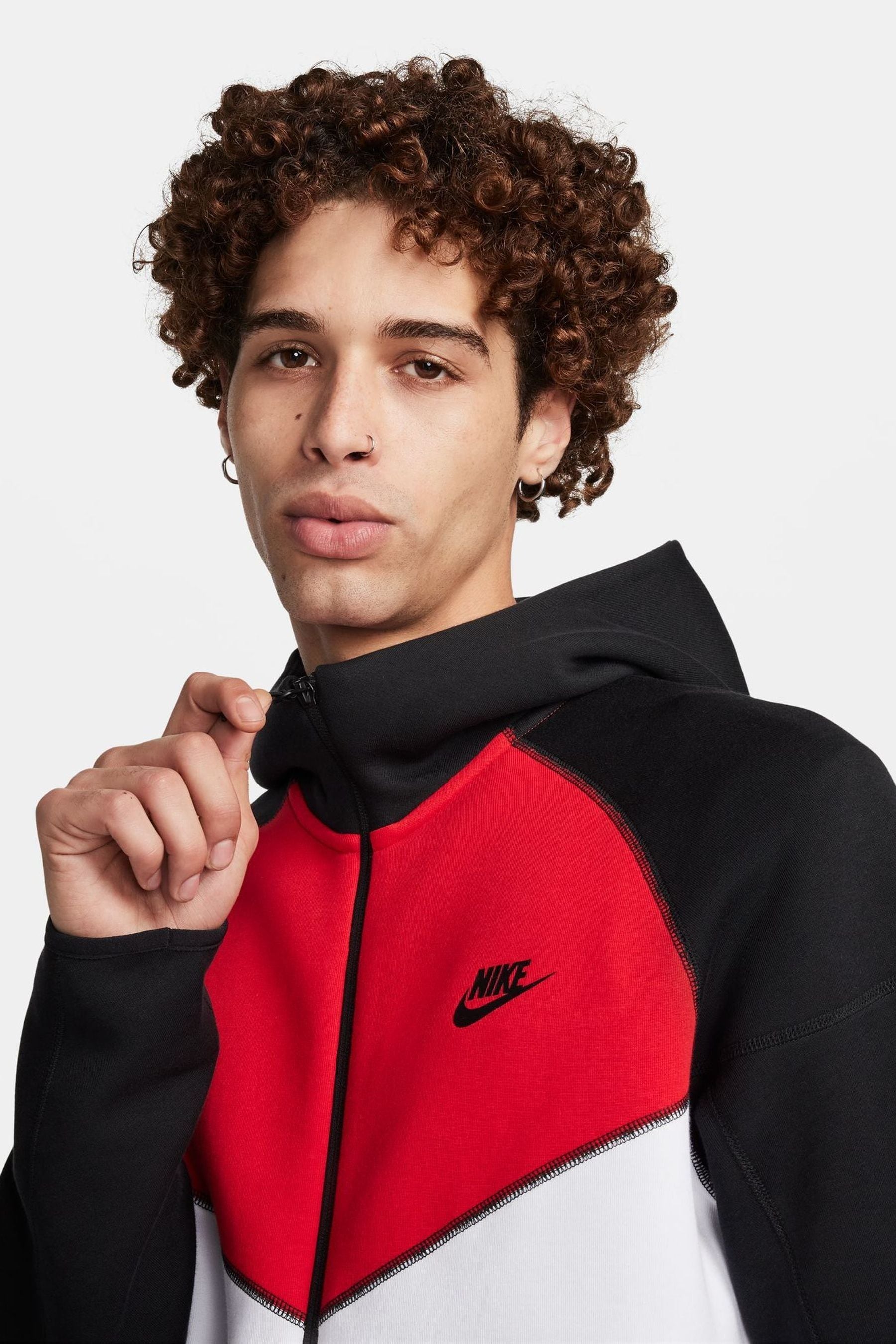 Buy Nike Black Red Tech Fleece Zip Up Hoodie from Next Denmark