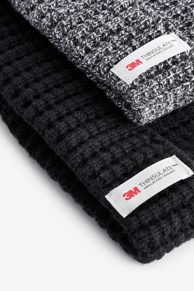 Black/Grey Thinsulate™ Beanie Hats 2 Pack - Image 5 of 5