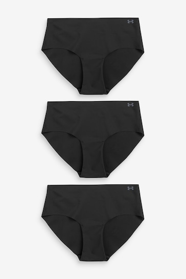 Under Armour Black No Show Pure Stretch Hipster Knickers 3 Pack