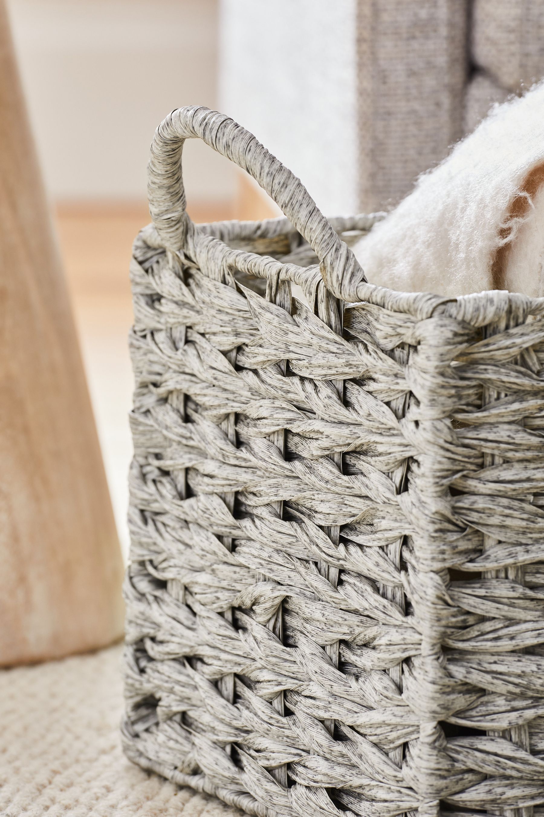 Wicker grey shop baskets