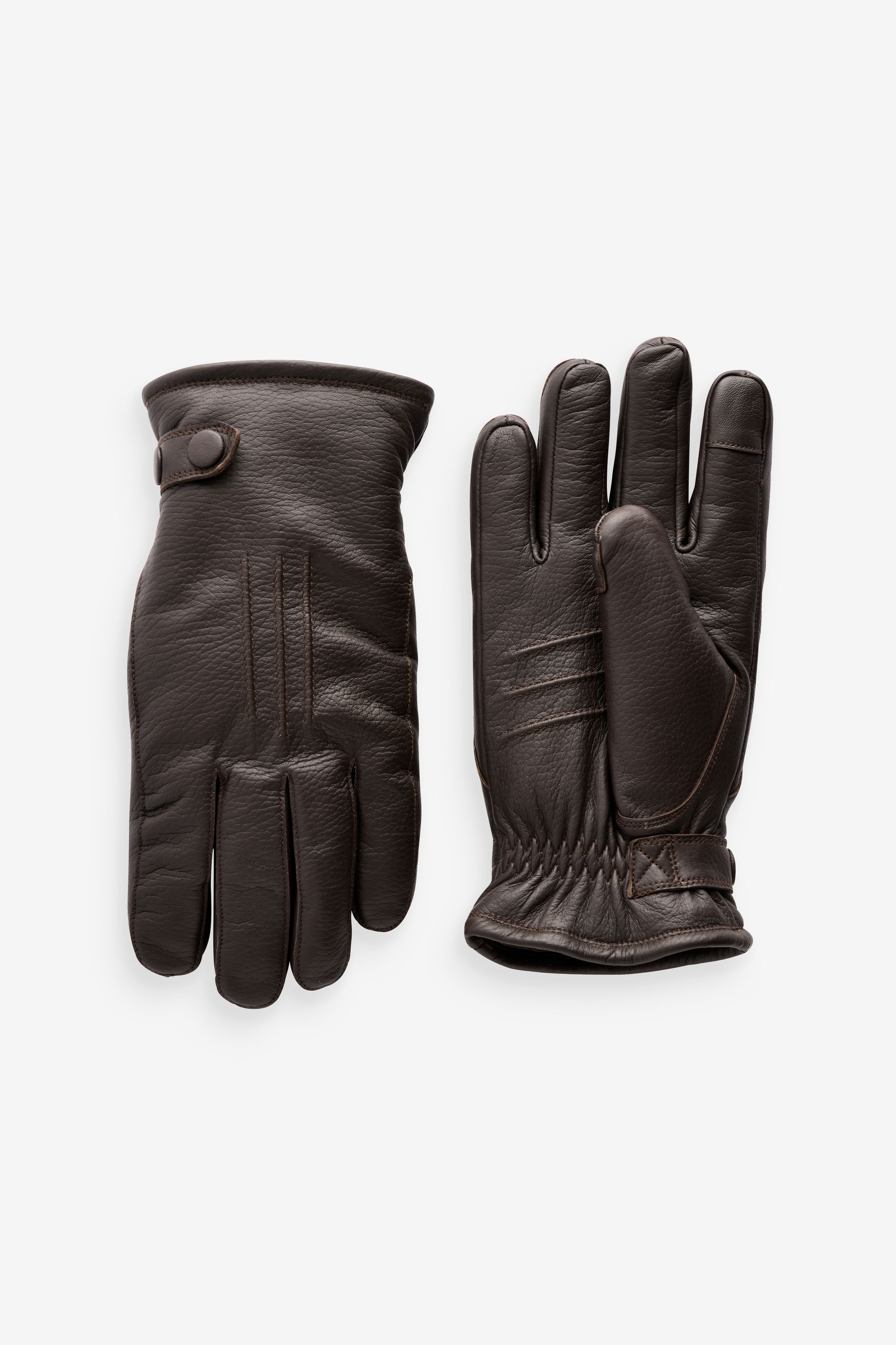 Buy Brown Leather Borg Lined Gloves from the Next UK online shop