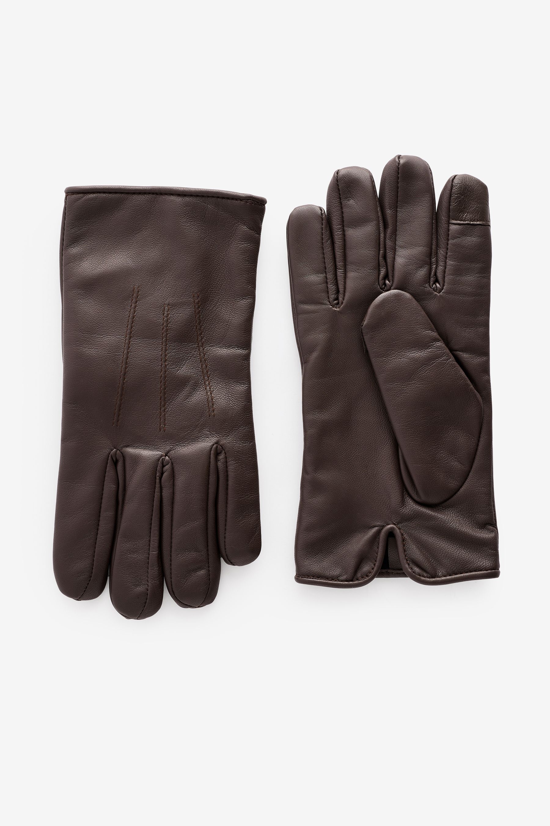Buy Brown Leather Fleece Lined Gloves from the Next UK online shop