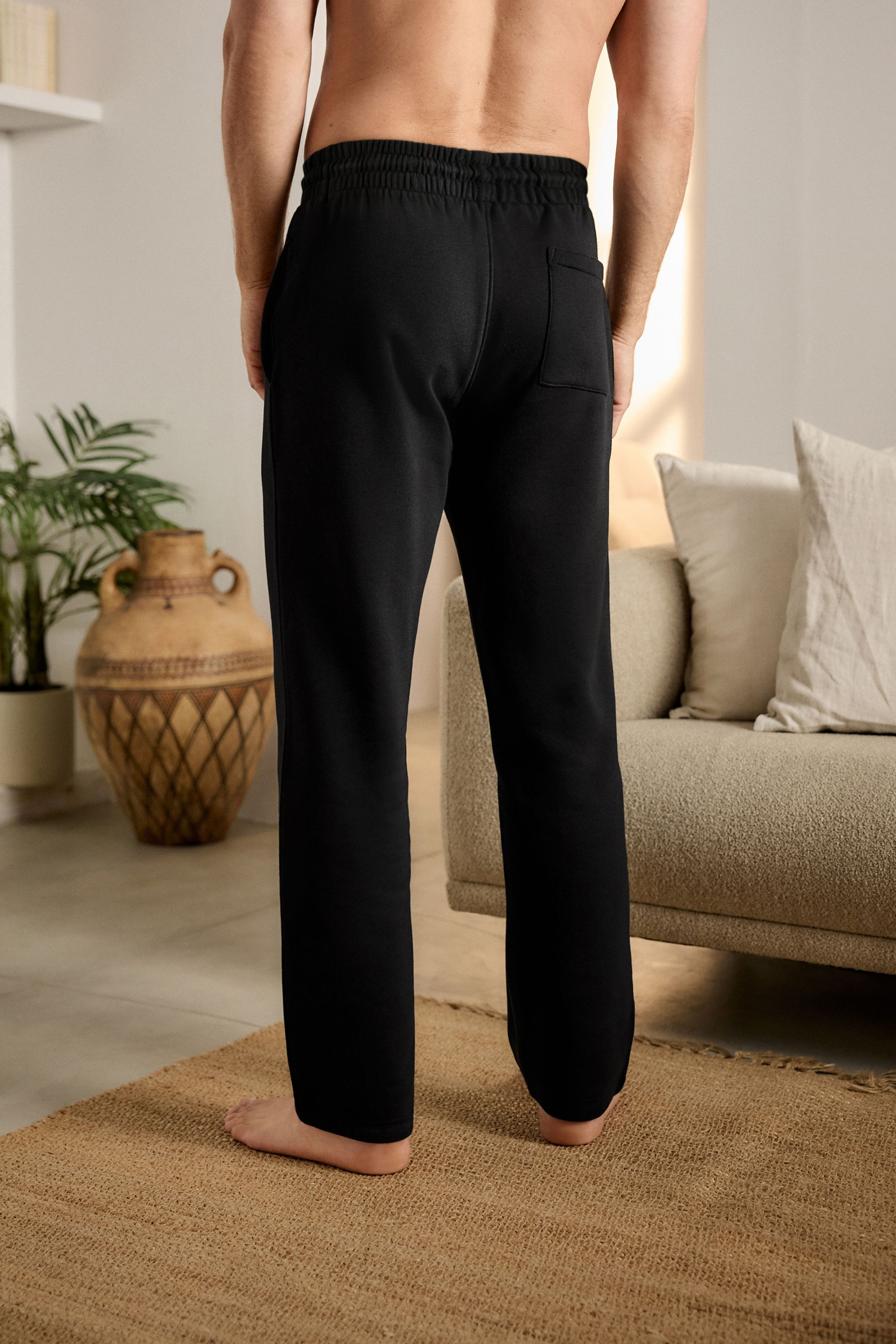 Black open sales hem joggers