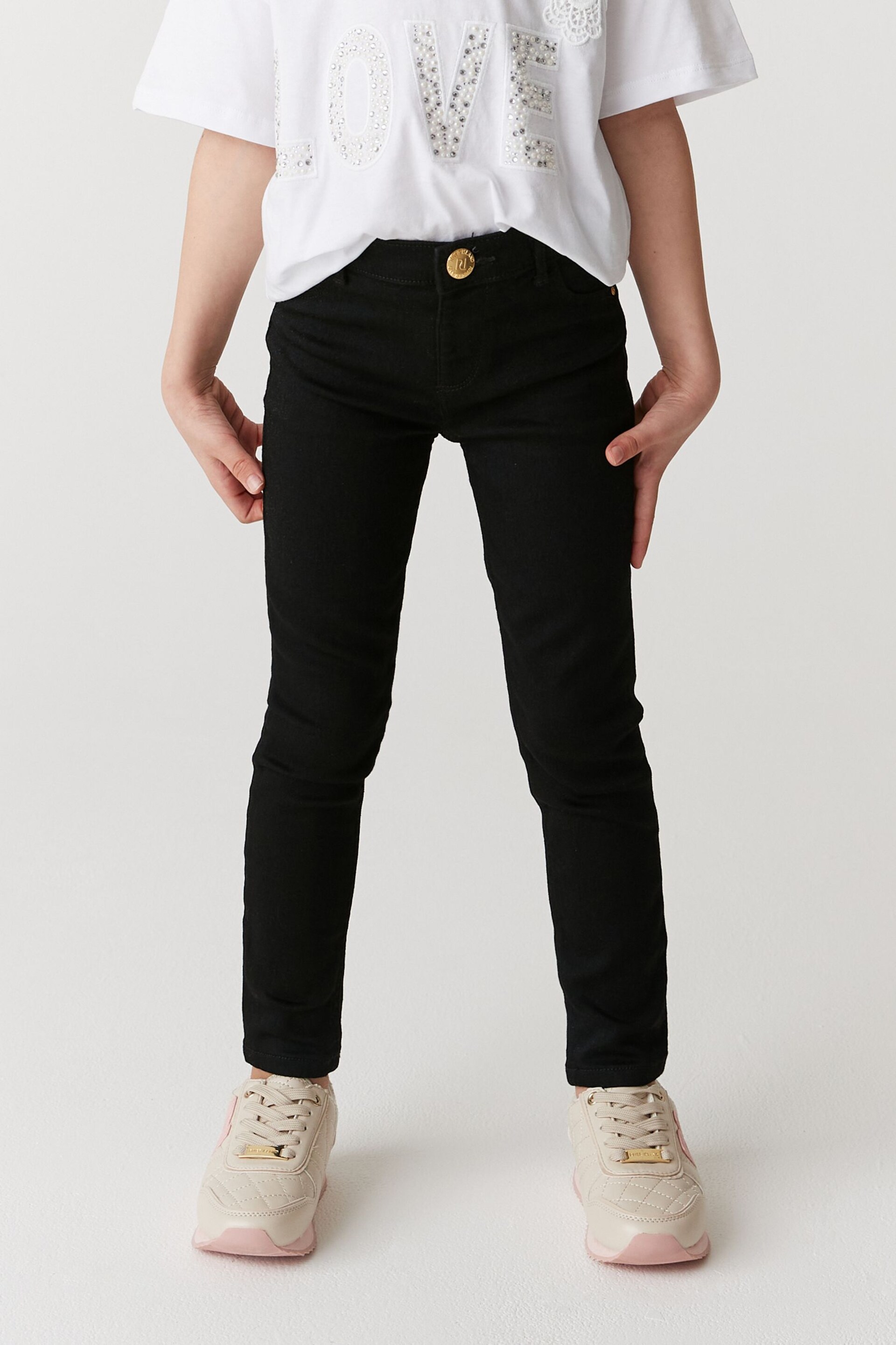 River Island Black Girls Molly Mid Rise Skinny Jeans - Image 1 of 4