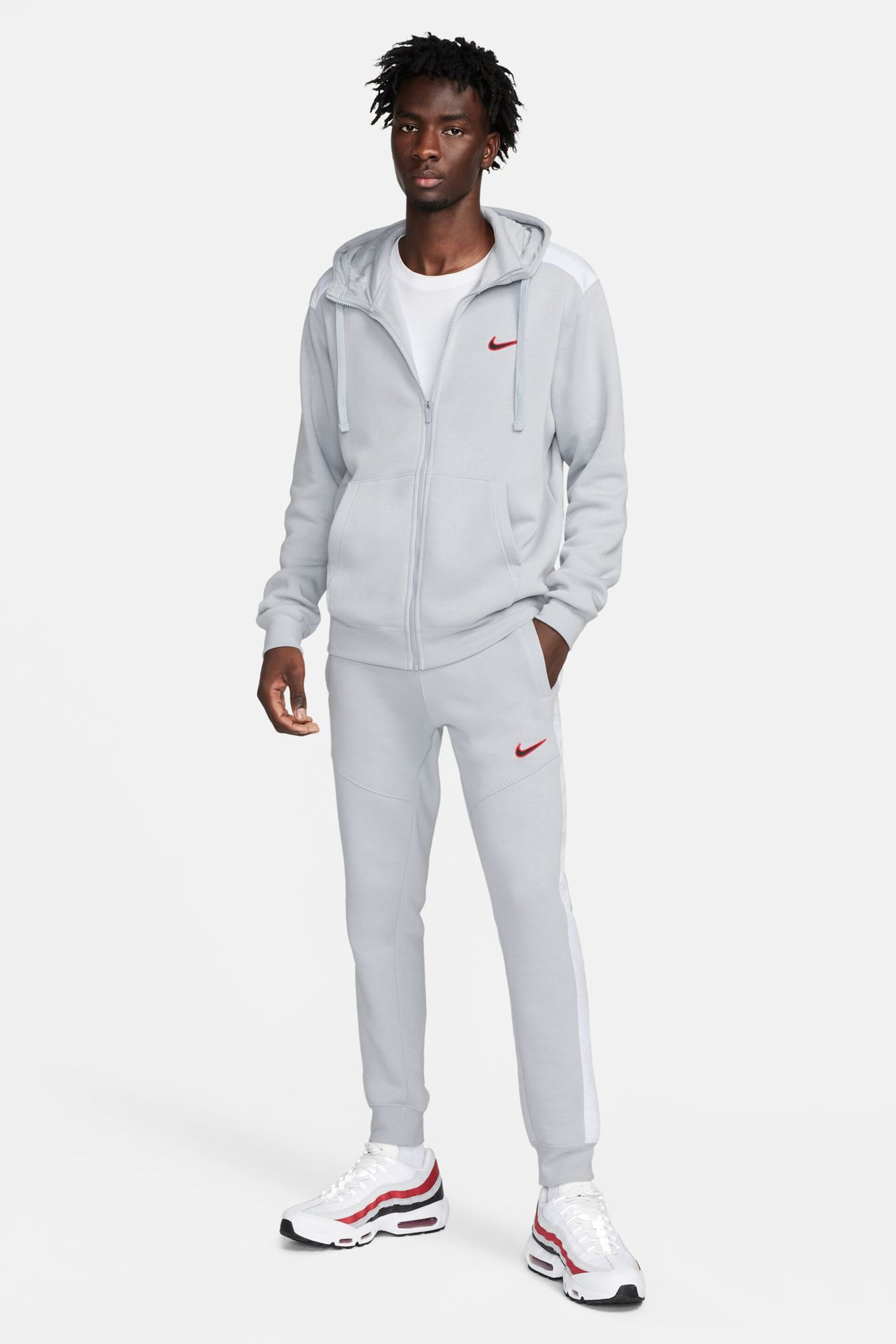 Nike Grey Sportswear Shoulder Blocking Hoodie - Image 2 of 7