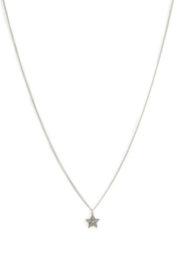AllSaints Sterling Silver Plated Star Pendant Necklace