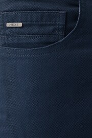 Blue Navy Slim Fit Textured Soft Touch Stretch Denim Jean Style Trousers - Image 6 of 6