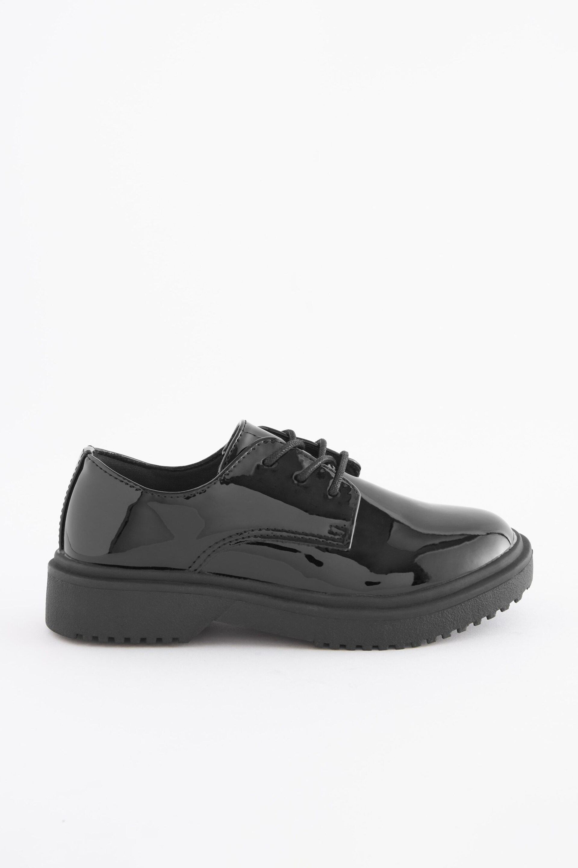 Black Patent Narrow Fit (E) School Chunky Lace-Up Shoes - Image 2 of 5