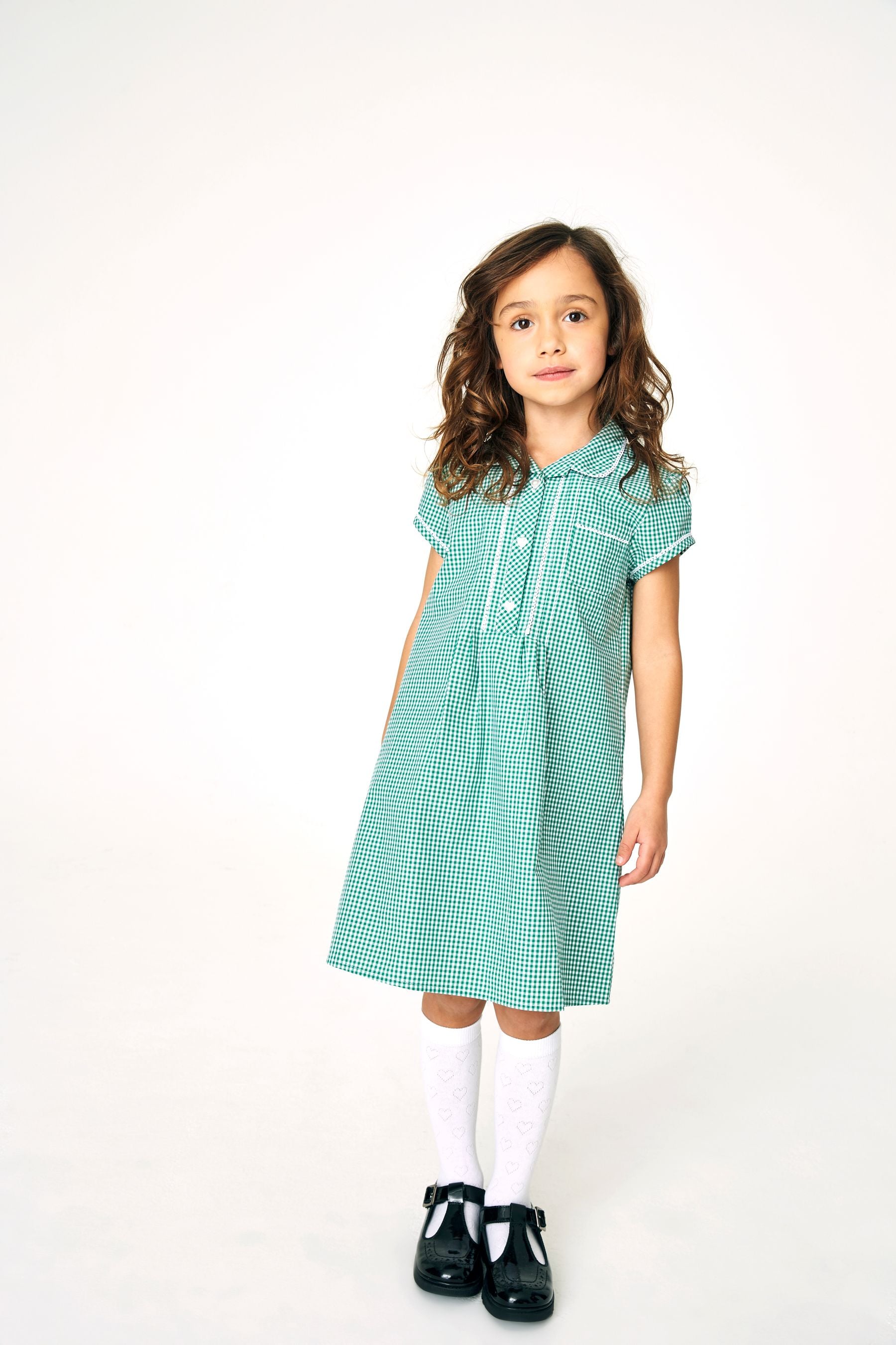 Green gingham school dress on sale