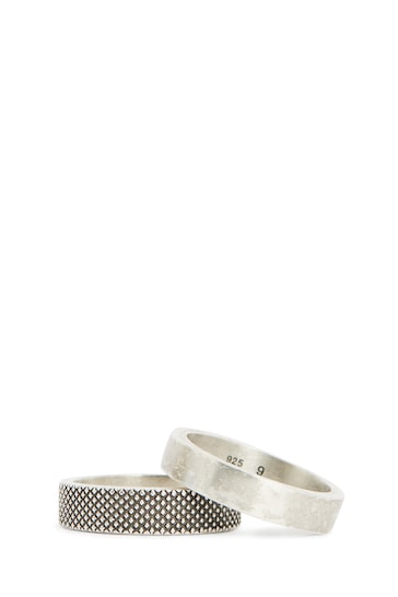 AllSaints Sterling Silver Textured Ring Set