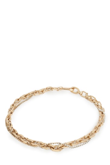 AllSaints Gold Tone Braided Collar Necklace