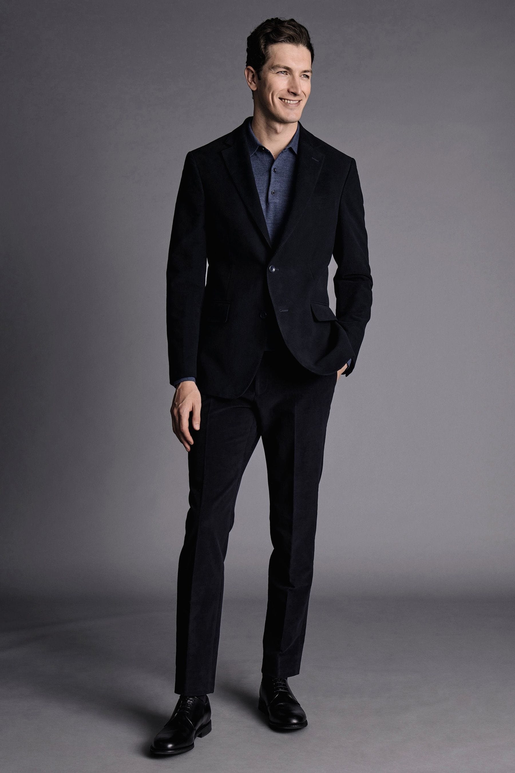 Charles Tyrwhitt Blue Italian Moleskin Slim Fit Jacket