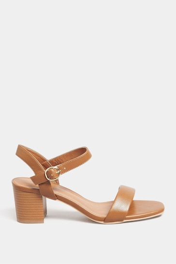 Long Tall Sally Brown Faux Leather Block Heel Sandals