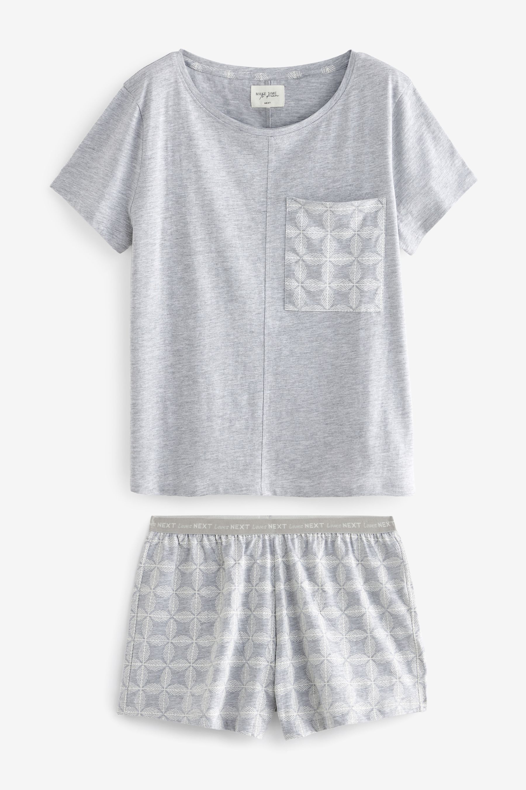 Grey Geo 100 Cotton Short Set Pyjamas
