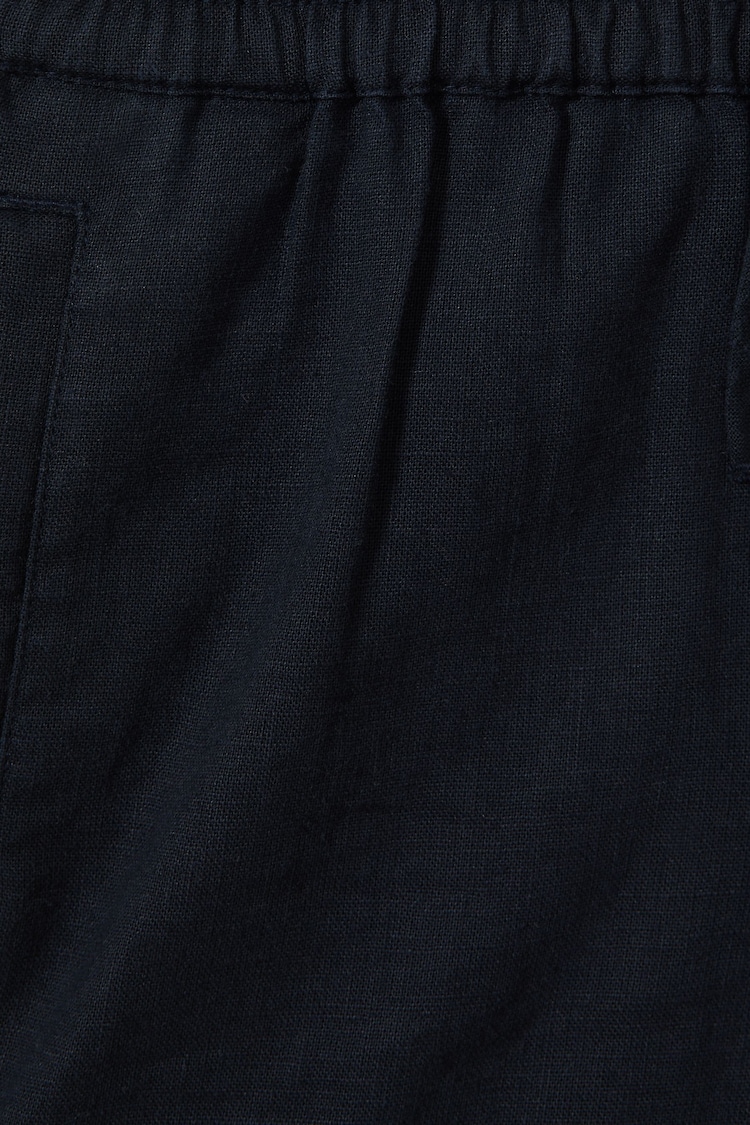 Reiss Navy Acen Teen Linen Drawstring Shorts - Image 4 of 4