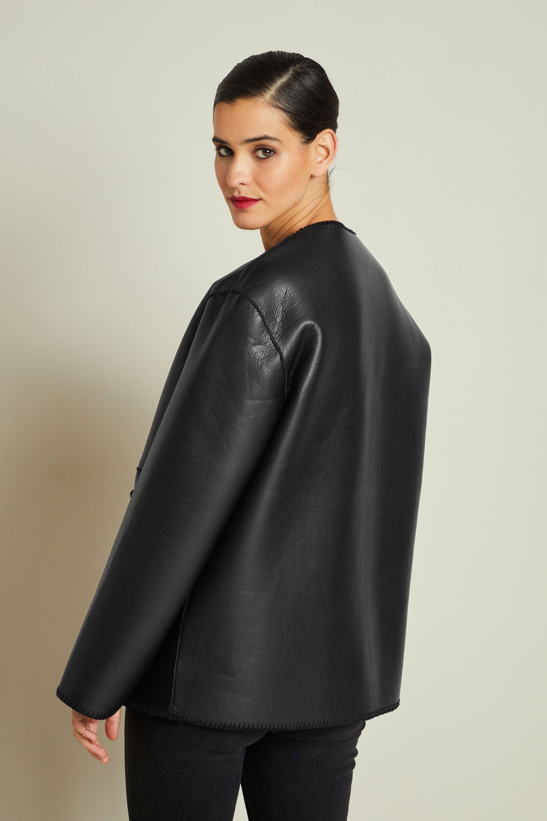 Buy Black Reversible Faux Leather Faux Fur Jacket from Next Luxembourg