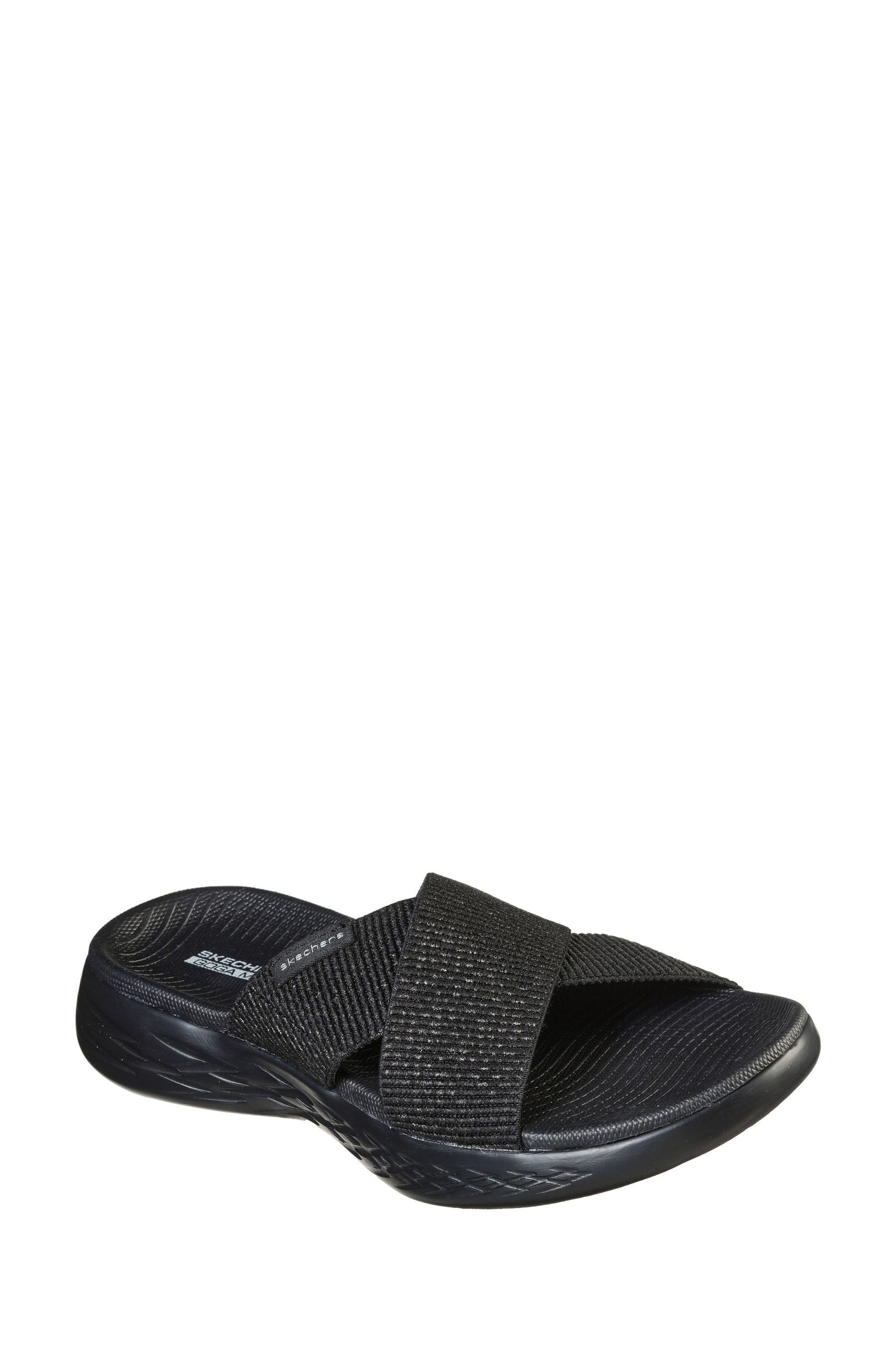 Skechers Black On The Go 600 Glistening Womens Sandals