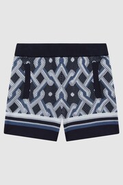Reiss Navy Multi Jack Teen Knitted Elasticated Waistband Shorts - Image 2 of 6