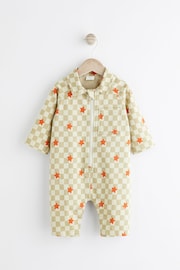 Green Checkerboard Baby Utility Romper (0mths-2yrs) - Image 1 of 11