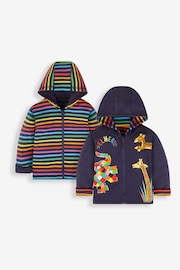 JoJo Maman Bébé Navy Kids' Elmer Appliqué Zip-Up Hoodie - Image 1 of 10