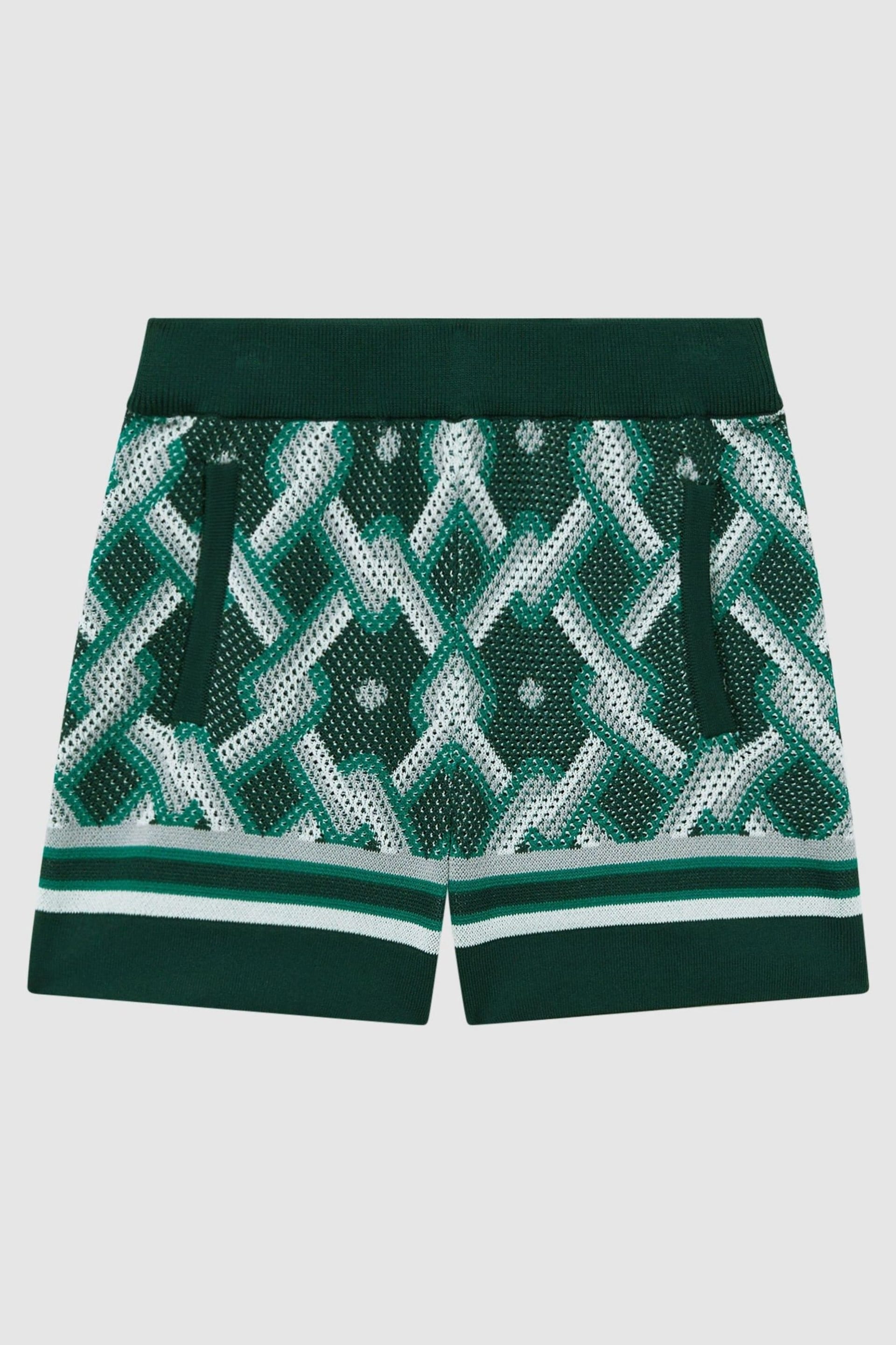 Reiss Green Multi Jack Teen Knitted Elasticated Waistband Shorts - Image 2 of 6