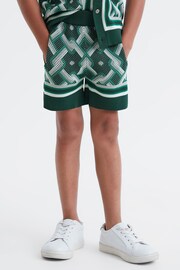Reiss Green Multi Jack Teen Knitted Elasticated Waistband Shorts - Image 3 of 6