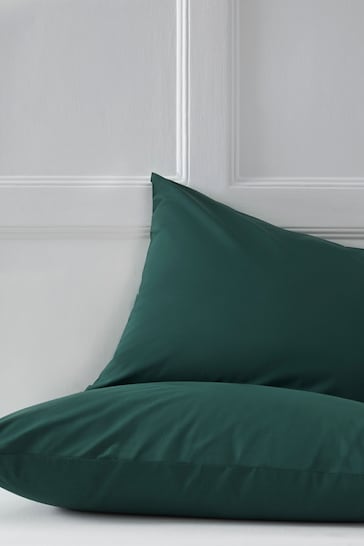 Set of 2 Green Dark Cotton Rich Pillowcases
