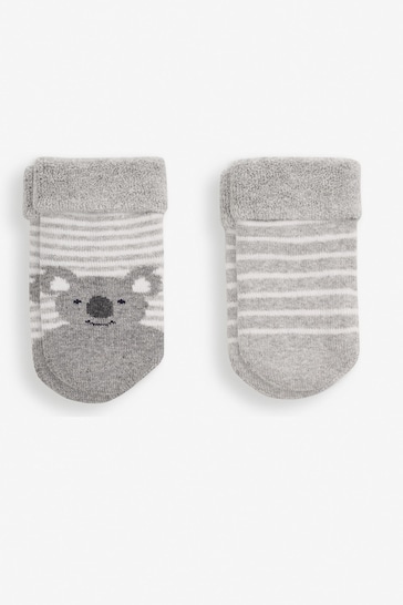 JoJo Maman Bébé Grey Koala 2-Pack Baby Socks
