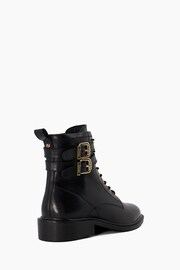 Dune London Black Double Buckle Lace-Up Phyllis Boots - Image 5 of 6