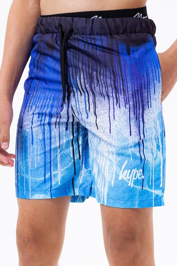 Hype. Blue Pool Fade Drips Print Swim Shorts