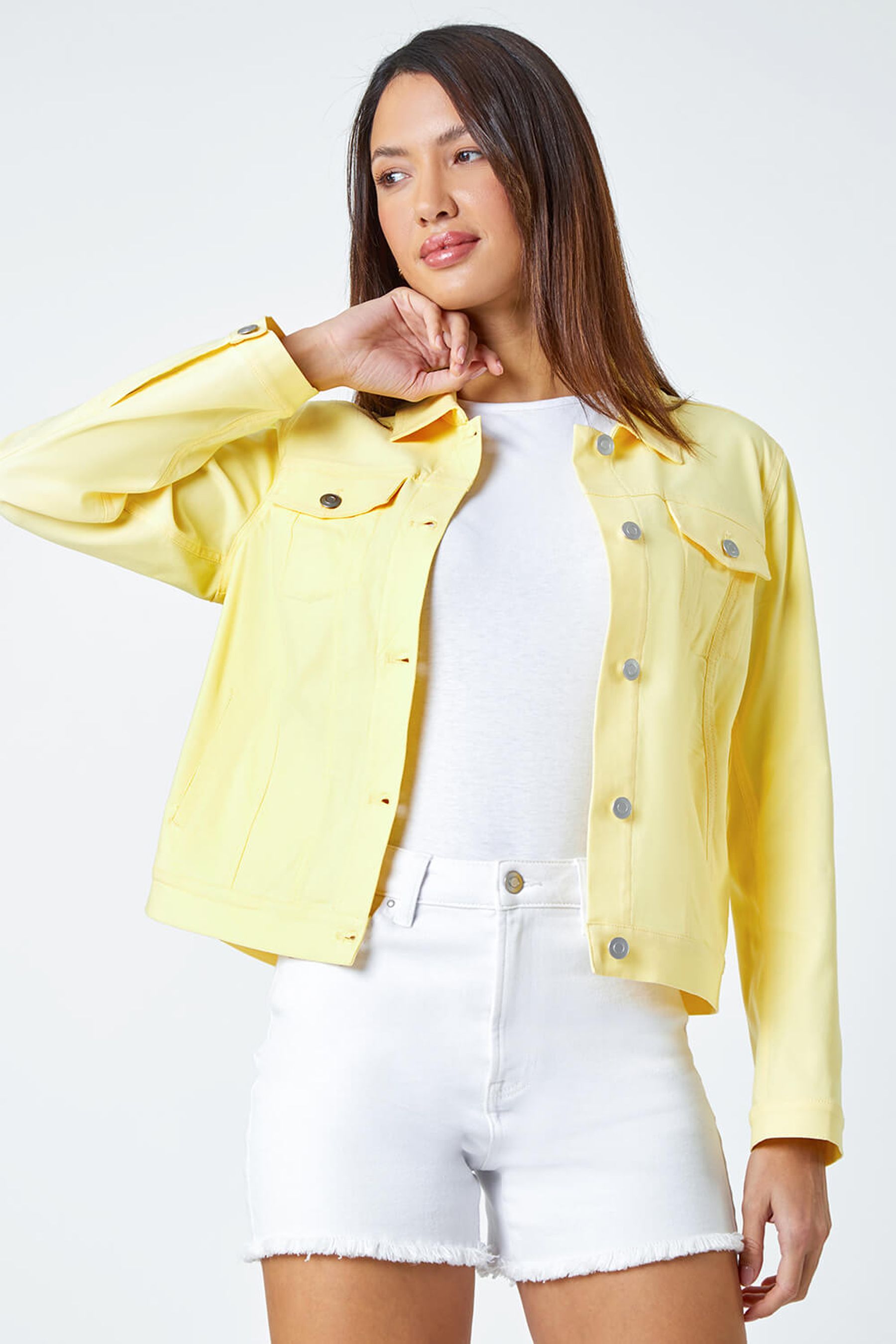 Womens yellow jean jacket best sale
