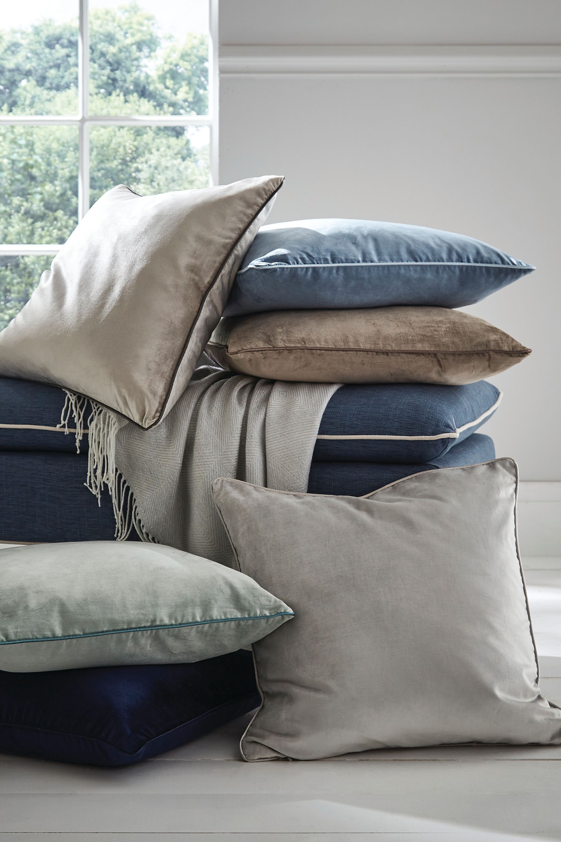 Buy Laura Ashley Dark Seaspray Blue Square Nigella Cushion from