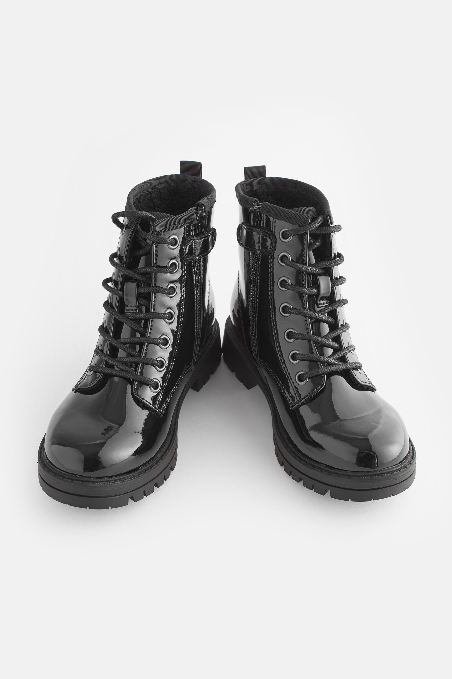 Ladies black patent boots top