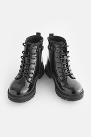 Black Patent Standard Fit (F) Warm Lined Lace-Up Boots - Image 4 of 7