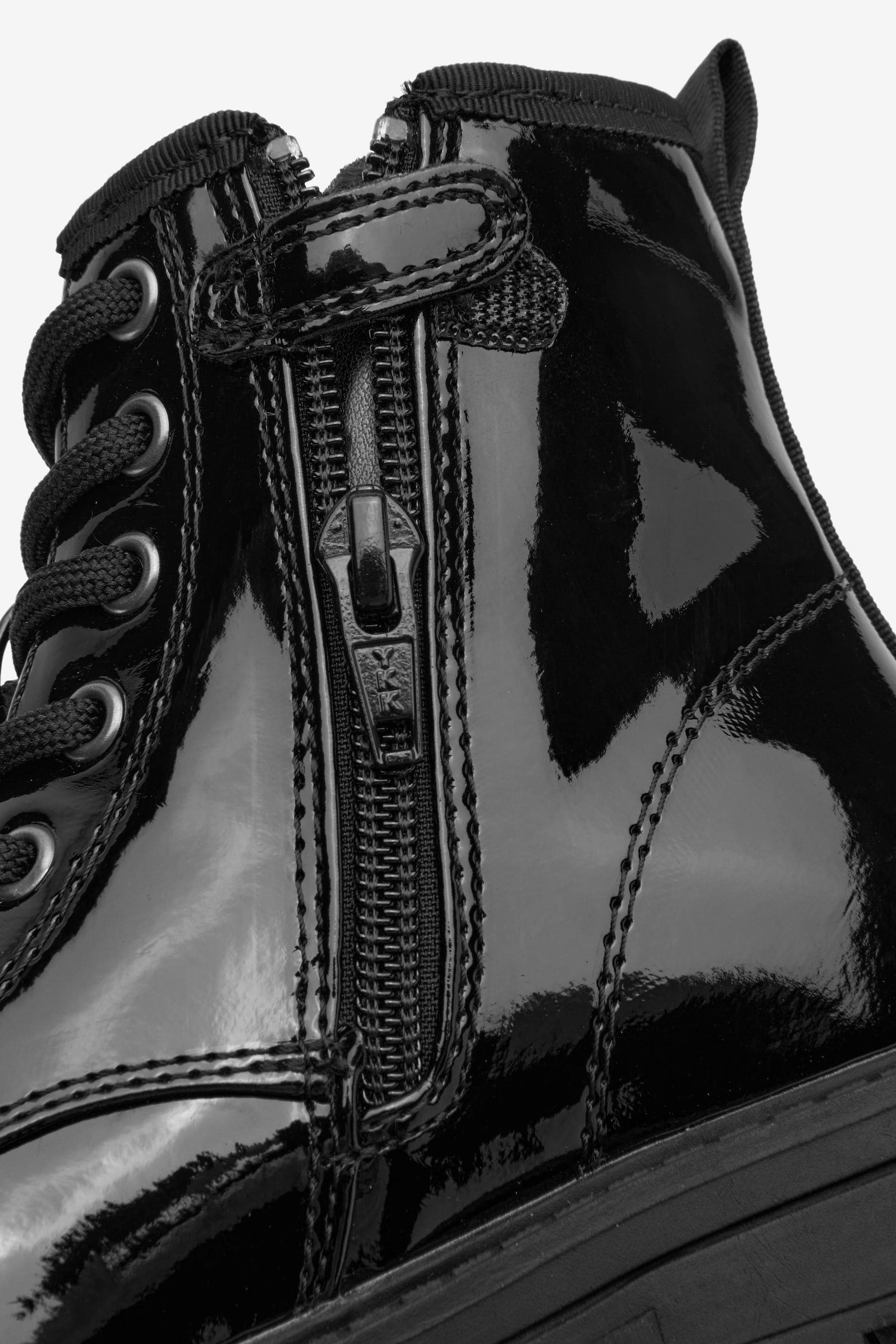 Girls black patent lace up boots store