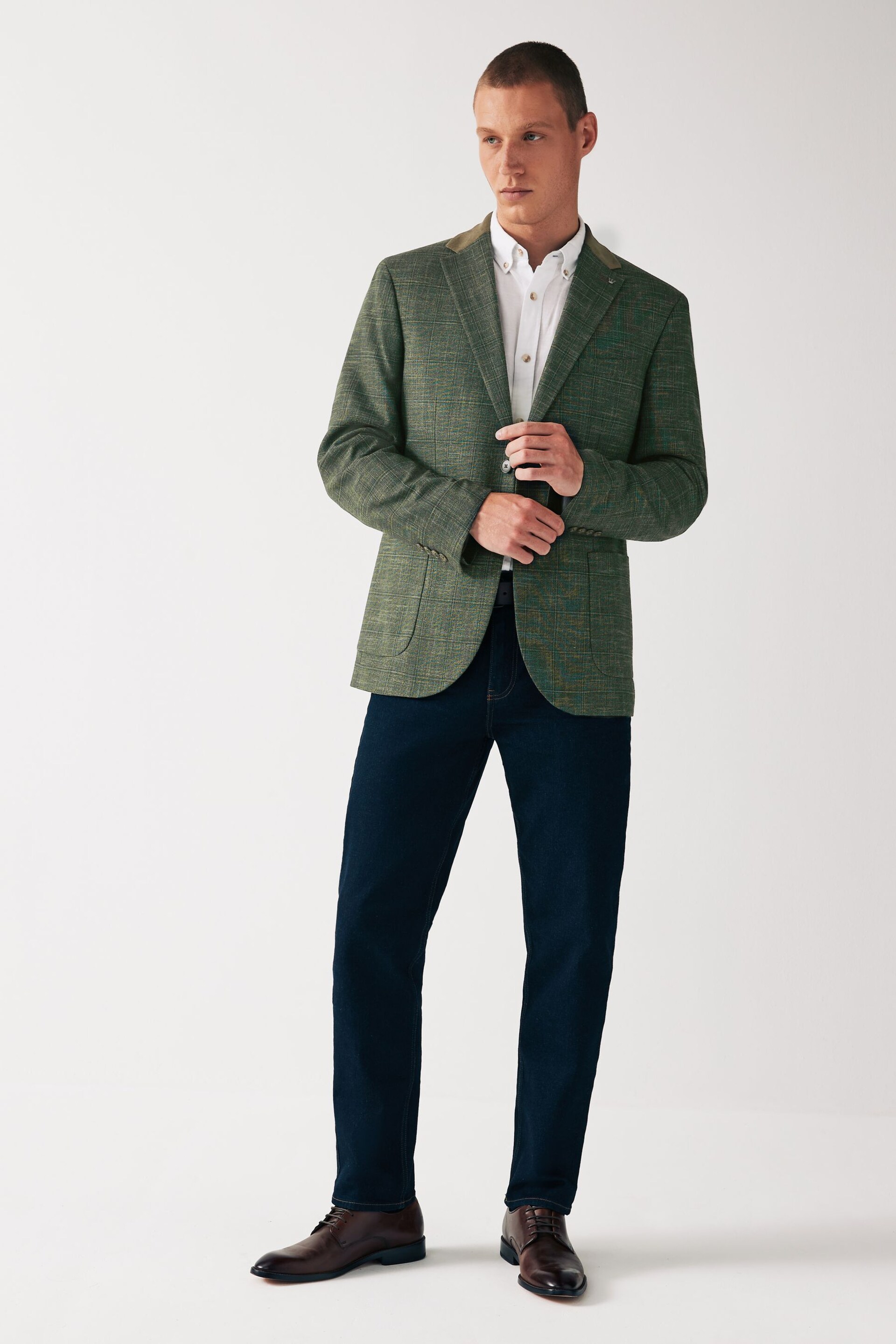 Green Trimmed Check Blazer - Image 2 of 12