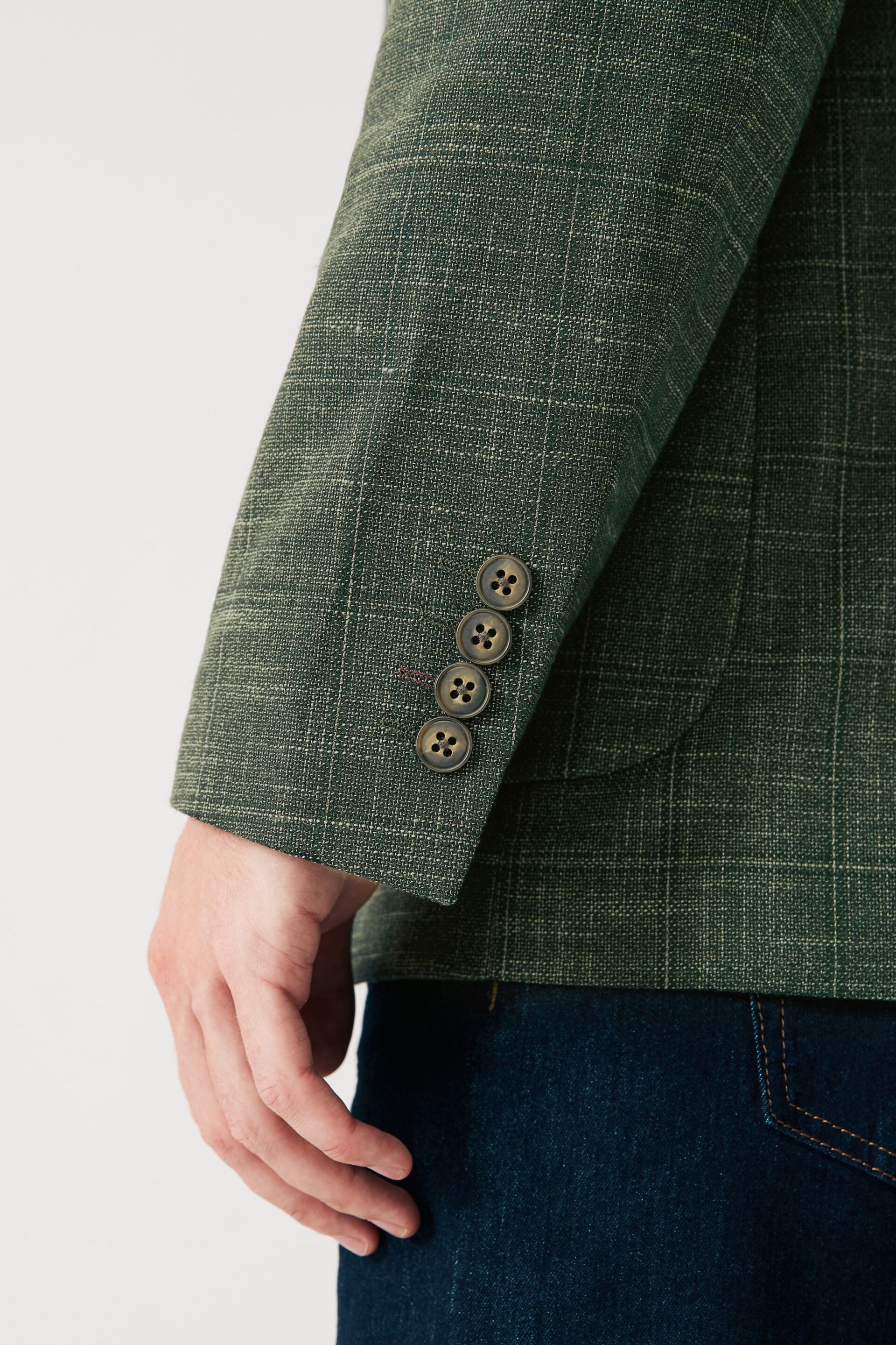 Green Trimmed Check Blazer - Image 6 of 12