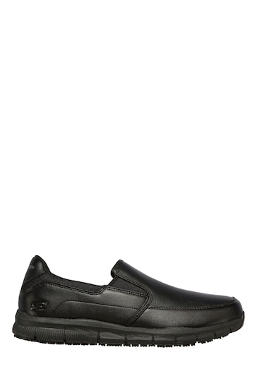 Skechers Black Nampa Groton Slip Resistant Slip On Mens Shoes