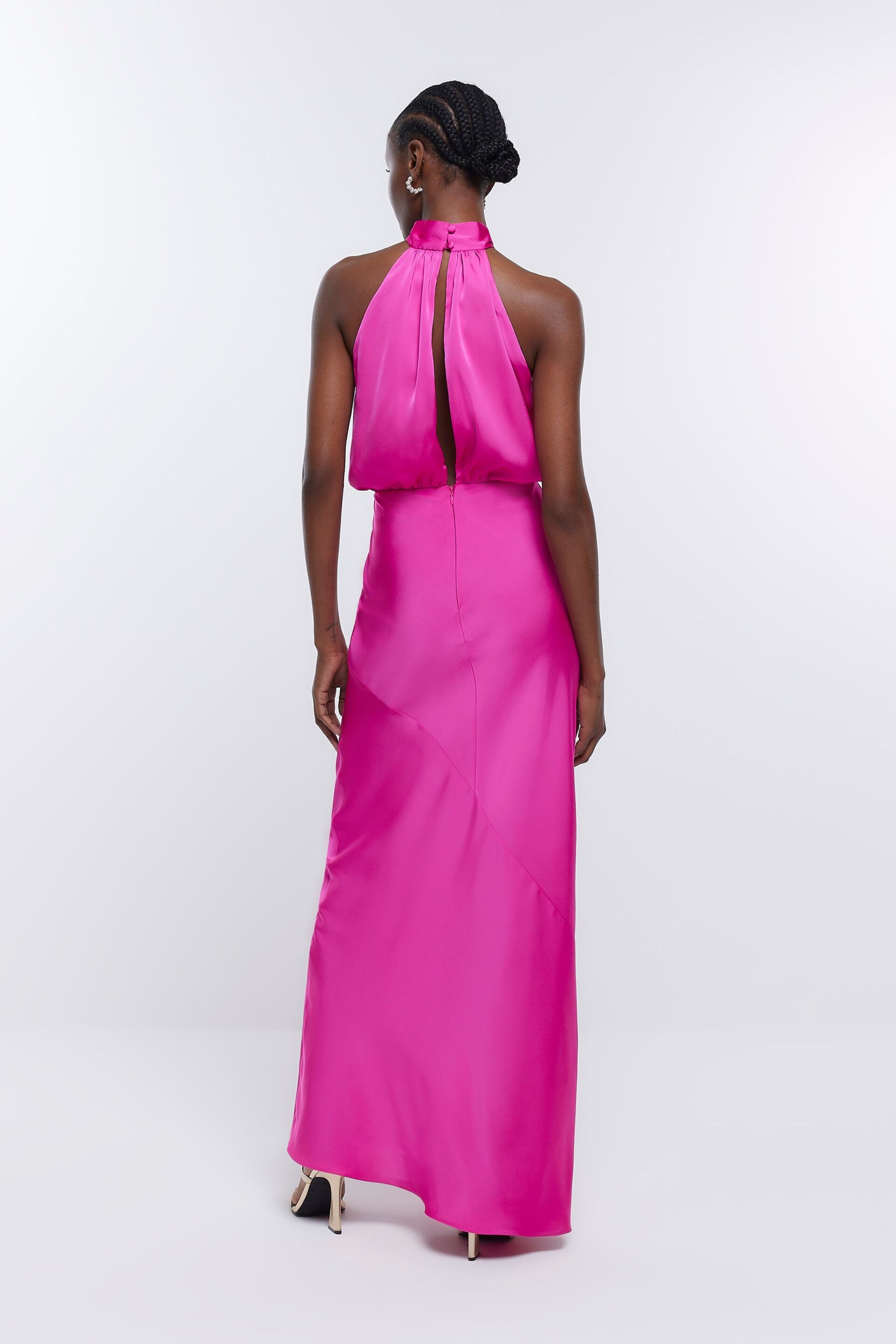 River Island Pink Halter Bridesmaid Dress - Image 2 of 5