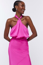 River Island Pink Halter Bridesmaid Dress - Image 4 of 5