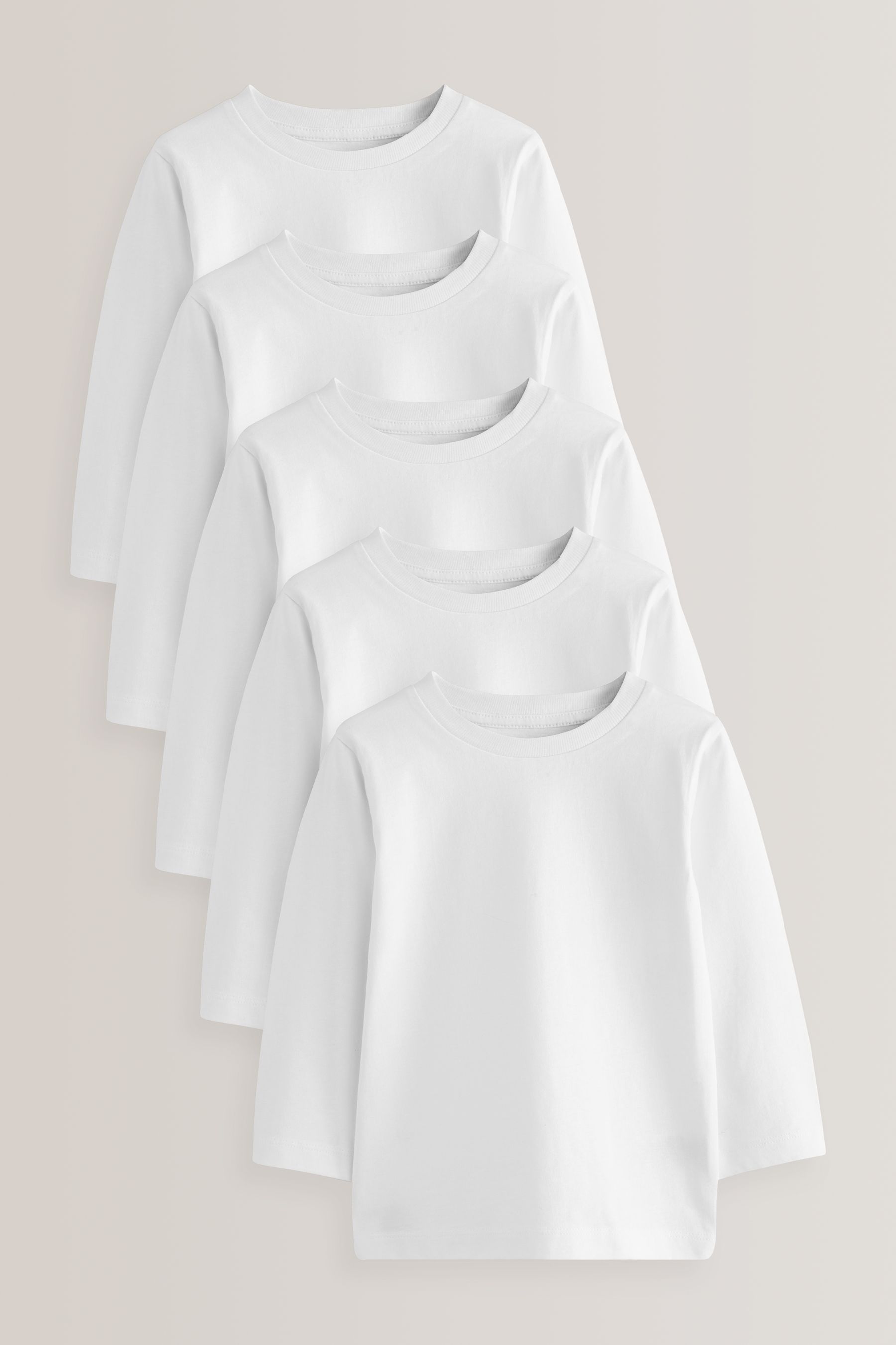 Buy White 5 Pack Long Sleeve 100 Cotton T Shirts 3mths 7yrs from the Next UK online shop