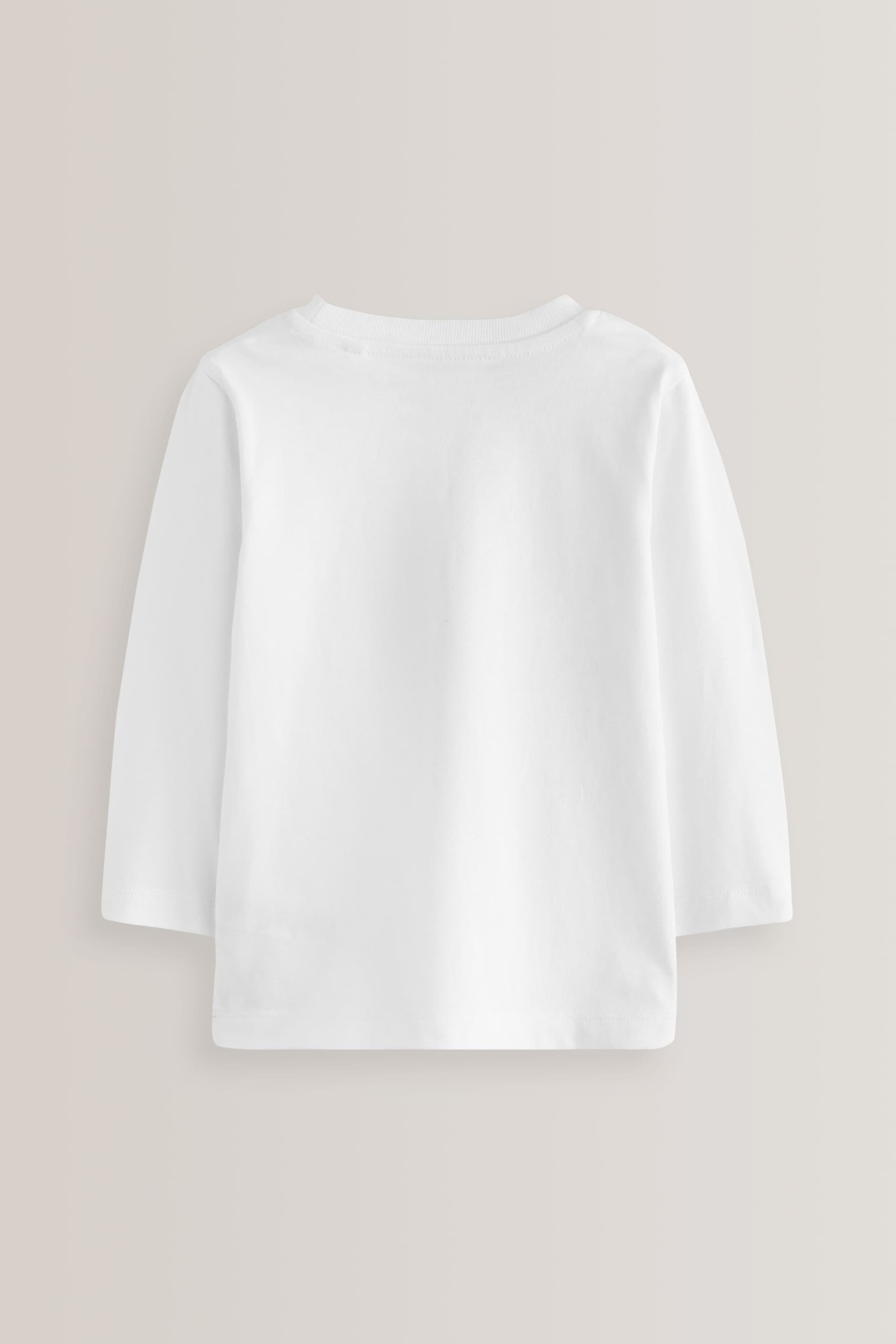 White 5 Pack Long Sleeve T-Shirts (3mths-7yrs) - Image 3 of 3
