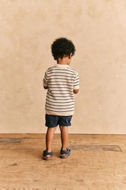 Ecru/Navy Stripe Short Sleeved Polo Shirt (3mths-7yrs) - Image 3 of 7