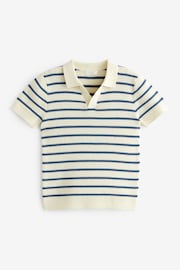 Ecru/Navy Stripe Short Sleeved Polo Shirt (3mths-7yrs) - Image 5 of 7